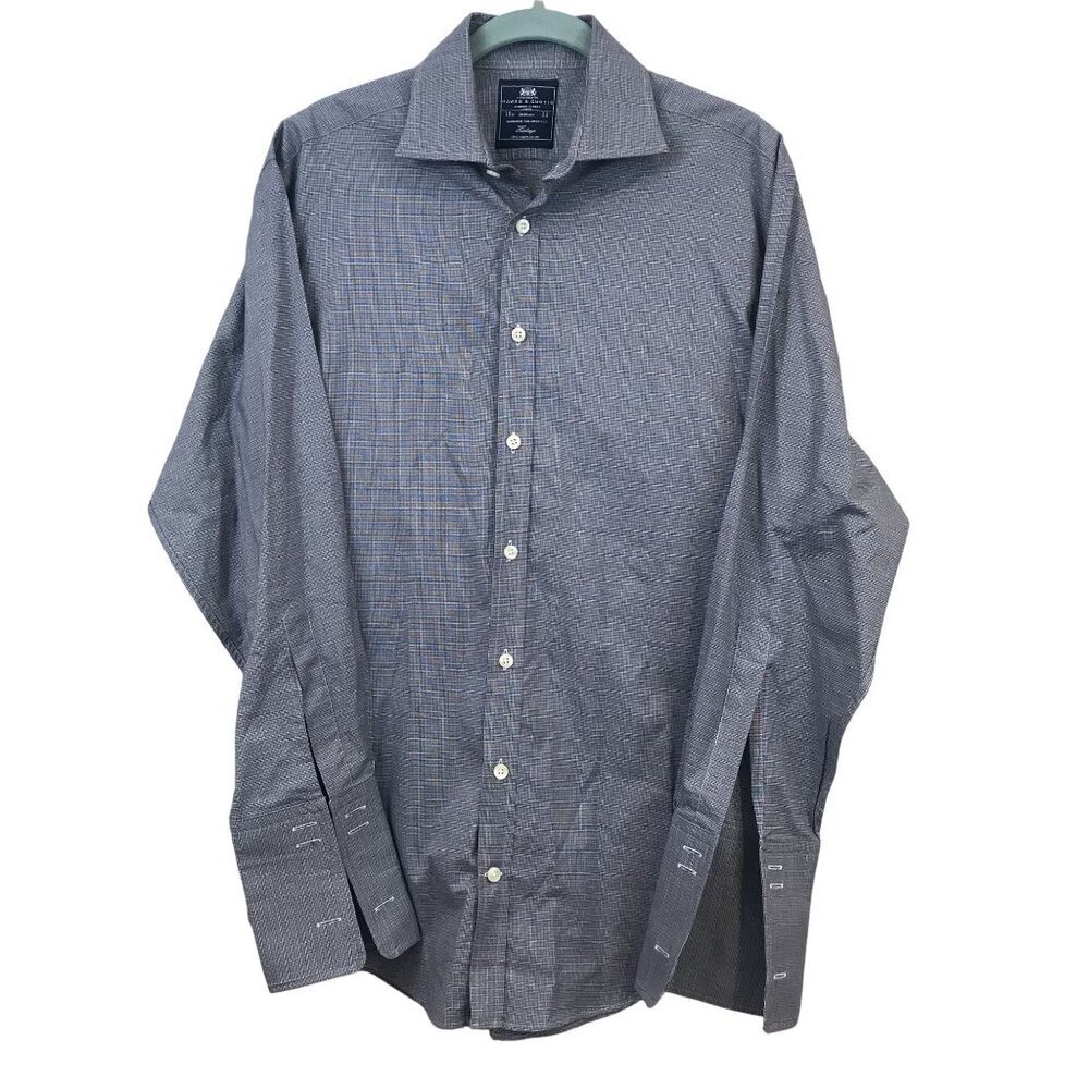 Hawes & Curtis Warwick Tailored Fit Checkered Shirt 15.5" 33" French Cuff Luxury